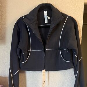 Alo Yoga Polar Fleece Game Time Full Zip Jacket – Black/White NWT – SOLD OUT